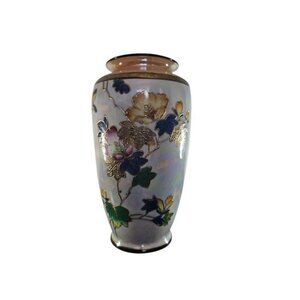 Vintage Hand Painted Lusterware Vase – Made in Japan – Iridescent Floral, Gold